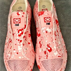 Red Women's Pink Splatter Sneakers